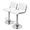 Kayoom Chaises de bar Midnight II (lot de 2) - Imitation cuir / Métal - Chrome - Blanc
