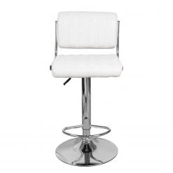 Kayoom Chaises de bar Midnight II (lot de 2) - Imitation cuir / Métal - Chrome - Blanc -Commodes enfant Soldes 1000214197 200529 06043700148 DETAILS P000000001000214197