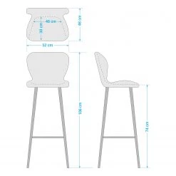 Mørteens Chaises de bar Livaras (lot de 2) - Hévéa massif - Hévéa - Tissu Radis: Crème -Commodes enfant Soldes 1000215110 201110 12553400013 SKETCH DETAILS P000000001000215110 sketch
