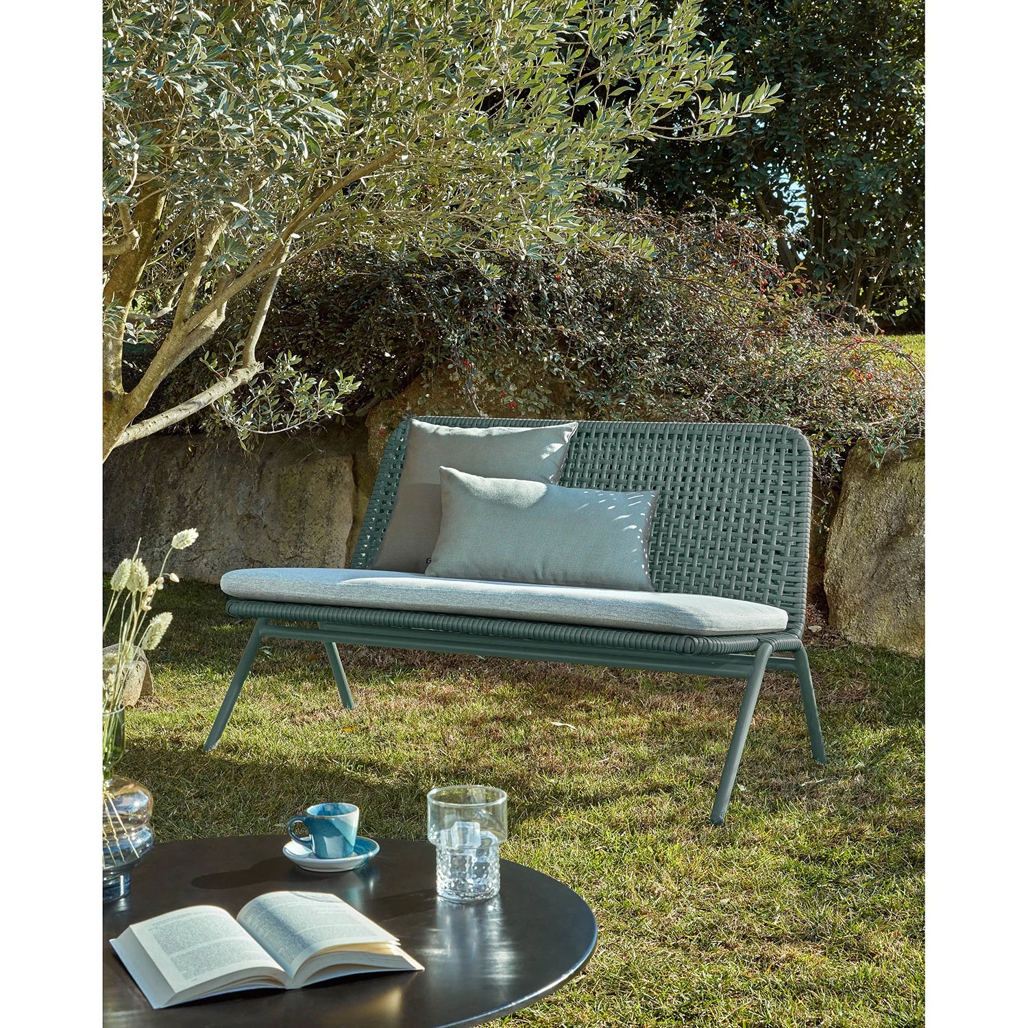 Julià Grup Banc de jardin Wivina - Acier / Polyester - Vert / Gris 3 Julià Grup Banc de jardin Wivina - Acier / Polyester - Vert / Gris – Image 3
