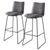Fredriks Chaises de bar Helos (lot de 2) - Tissage à plat / Métal - Gris / Noir mat - Anthracite