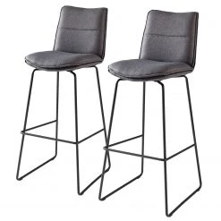 Fredriks Chaises de bar Helos (lot de 2) - Tissage à plat / Métal - Gris / Noir mat - Anthracite