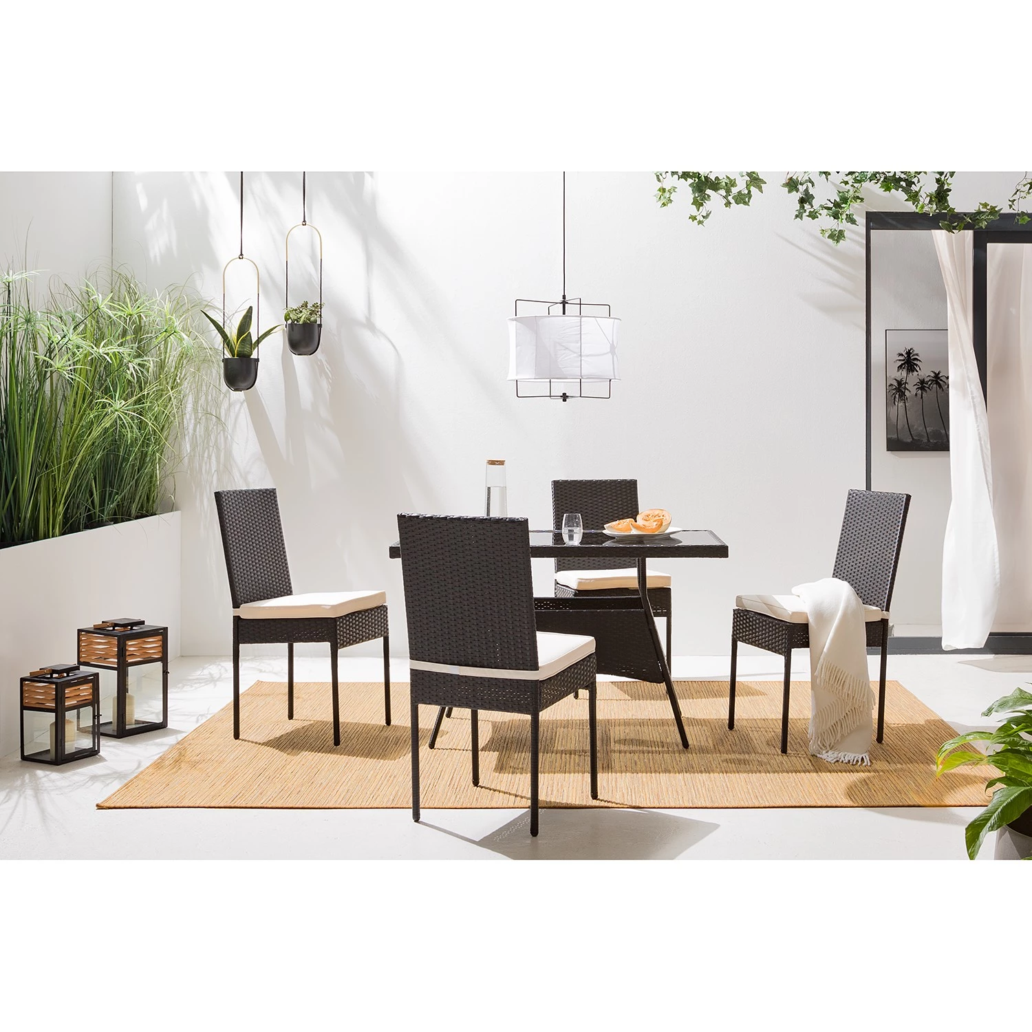 Ensemble de jardin Vent (5 éléments) - Polypropylène / Polyester - Marron / Noir 2 Ensemble de jardin Vent (5 éléments) - Polypropylène / Polyester - Marron / Noir – Image 2