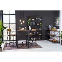 Ars manufacti Chaises de bar Grasby (lot de 2) - Pin recyclé / Métal - Pin foncé / Noir -Commodes enfant Soldes 1000219221 220301 021 MOOD DETAILS P000000001000219221 mood