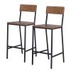 Ars manufacti Chaises de bar Grasby (lot de 2) - Pin recyclé / Métal - Pin foncé / Noir