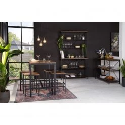Ars manufacti Tabouret de bar Grasby - Pin recyclé / Métal - Pin foncé / Noir -Commodes enfant Soldes 1000219244 220301 020 MOOD DETAILS P000000001000219244 mood