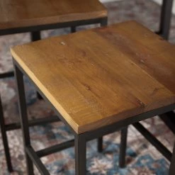 Ars manufacti Tabouret de bar Grasby - Pin recyclé / Métal - Pin foncé / Noir -Commodes enfant Soldes 1000219244 220301 022 MOOD DETAILS P000000001000219244 mood