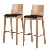 Ars Natura Chaises de bar Tunley (lot de 2) - Imitation cuir / Frêne massif - Beige