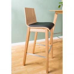Ars Natura Chaises de bar Tunley (lot de 2) - Imitation cuir / Frêne massif - Beige -Commodes enfant Soldes 1000223458 210427 10170000006 DETAILS P000000001000223458