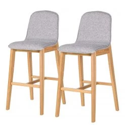 Mørteens Chaises de bar Burghead (lot de 2) - Tissu / Frêne massif - Gris / Frêne