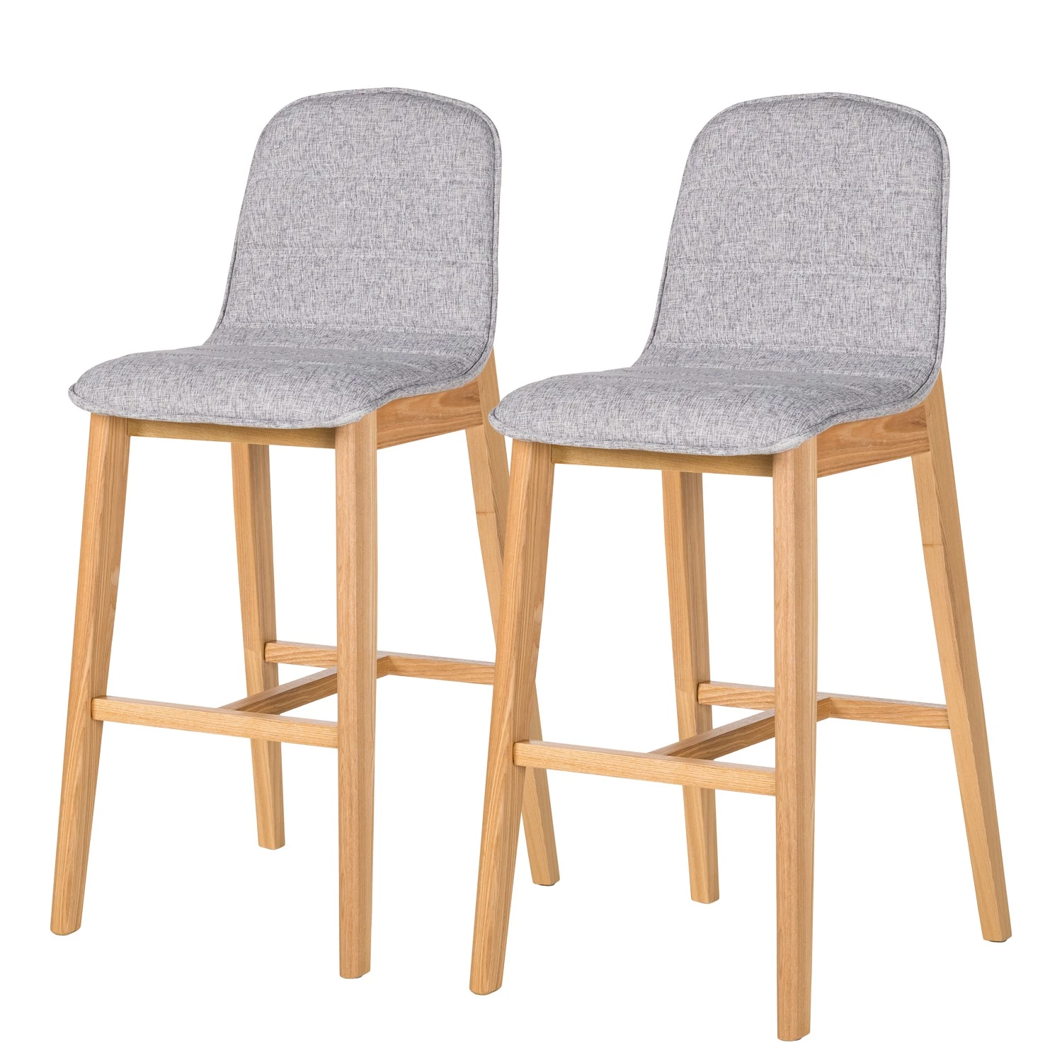 Mørteens Chaises de bar Burghead (lot de 2) - Tissu / Frêne massif - Gris / Frêne 1 Mørteens Chaises de bar Burghead (lot de 2) - Tissu / Frêne massif - Gris / Frêne