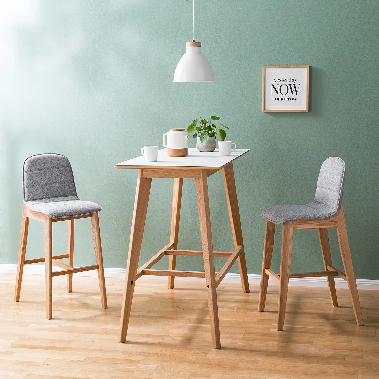 Mørteens Chaises de bar Burghead (lot de 2) - Tissu / Frêne massif - Gris / Frêne 2 Mørteens Chaises de bar Burghead (lot de 2) - Tissu / Frêne massif - Gris / Frêne – Image 2