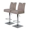 Loftscape Chaises de bar Topid II (lot de 2) - Microfibre / Acier - Beige vintage / Chrome