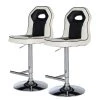 Loftscape Chaises de bar Yoncalla (lot de 2) - Imitation cuir / Métal - Noir et blanc - Chrome