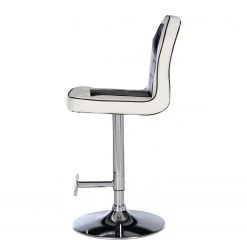 Loftscape Chaises de bar Yoncalla (lot de 2) - Imitation cuir / Métal - Noir et blanc - Chrome -Commodes enfant Soldes 1000231303 220411 032 DETAILS P000000001000231303