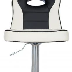 Loftscape Chaises de bar Yoncalla (lot de 2) - Imitation cuir / Métal - Noir et blanc - Chrome -Commodes enfant Soldes 1000231303 220411 033 DETAILS P000000001000231303