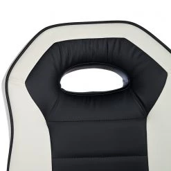 Loftscape Chaises de bar Yoncalla (lot de 2) - Imitation cuir / Métal - Noir et blanc - Chrome -Commodes enfant Soldes 1000231303 220411 034 DETAILS P000000001000231303