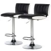 Loftscape Chaises de bar Moire (lot de 2) - Imitation cuir / Métal - Noir et blanc - Chrome