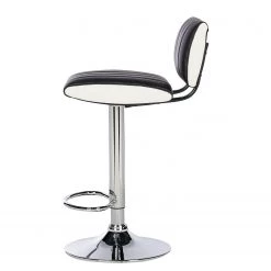 Loftscape Chaises de bar Moire (lot de 2) - Imitation cuir / Métal - Noir et blanc - Chrome -Commodes enfant Soldes 1000231307 220406 035 DETAILS P000000001000231307