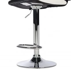 Loftscape Chaises de bar Moire (lot de 2) - Imitation cuir / Métal - Noir et blanc - Chrome -Commodes enfant Soldes 1000231307 220406 045 DETAILS P000000001000231307