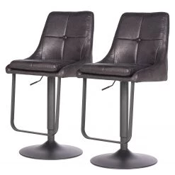 Loftscape Chaises de bar Tessel (lot de 2) - Microfibre / Fer - Noir vintage / Noir