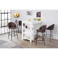 Loftscape Chaises de bar (lot de 2) - Microfibre / Acier - Marron foncé / Noir -Commodes enfant Soldes 1000233996 210108 13133700453 MOOD DETAILS P000000001000233996 mood