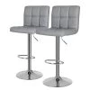 Loftscape Chaises de bar Marcon (lot de 2) - Imitation cuir / Fer - Gris / Chrome