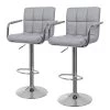 Loftscape Chaises de bar Hillion (lot de 2) - Imitation cuir / Fer - Gris / Chrome