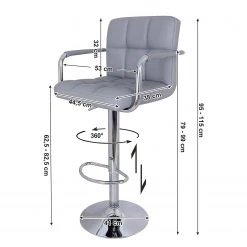 Loftscape Chaises de bar Hillion (lot de 2) - Imitation cuir / Fer - Gris / Chrome -Commodes enfant Soldes 1000235743 210118 06450800270 SKETCH DETAILS P000000001000235743 sketch