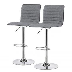 Loftscape Chaises de bar Orville (lot de 2) - Tissu / Acier - Gris / Chrome