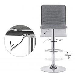 Loftscape Chaises de bar Orville (lot de 2) - Tissu / Acier - Gris / Chrome -Commodes enfant Soldes 1000235751 210118 06453800291 DETAILS P000000001000235751