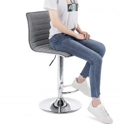 Loftscape Chaises de bar Orville (lot de 2) - Tissu / Acier - Gris / Chrome -Commodes enfant Soldes 1000235751 210118 06454100293 DETAILS P000000001000235751