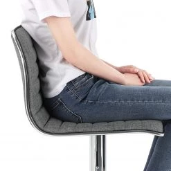 Loftscape Chaises de bar Orville (lot de 2) - Tissu / Acier - Gris / Chrome -Commodes enfant Soldes 1000235751 210118 06454400294 DETAILS P000000001000235751