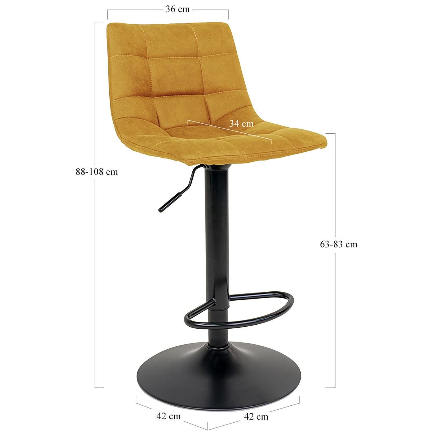 Red Living Chaises de Bar Bazian (lot de 2) - Microfibre / Acier - Jaune moutarde 6 Red Living Chaises de Bar Bazian (lot de 2) - Microfibre / Acier - Jaune moutarde – Image 6