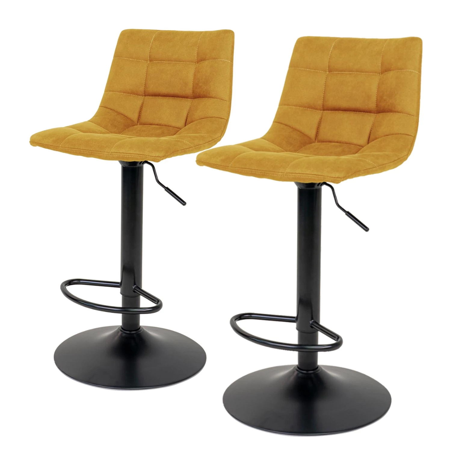 Red Living Chaises de Bar Bazian (lot de 2) - Microfibre / Acier - Jaune moutarde 1 Red Living Chaises de Bar Bazian (lot de 2) - Microfibre / Acier - Jaune moutarde