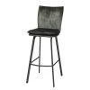 Jack & Alice Chaise de bar Morlanne - Velours / Métal - Vert foncé
