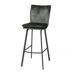Jack & Alice Chaise de bar Morlanne - Velours / Métal - Vert foncé