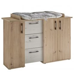 Kids Club Collection Commode à langer Micha - Chêne noueux / Blanc - Largeur : 127 cm
