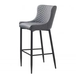 Red Living Chaise de bar Elbi I - Imitation cuir / Métal - Anthracite / Noir