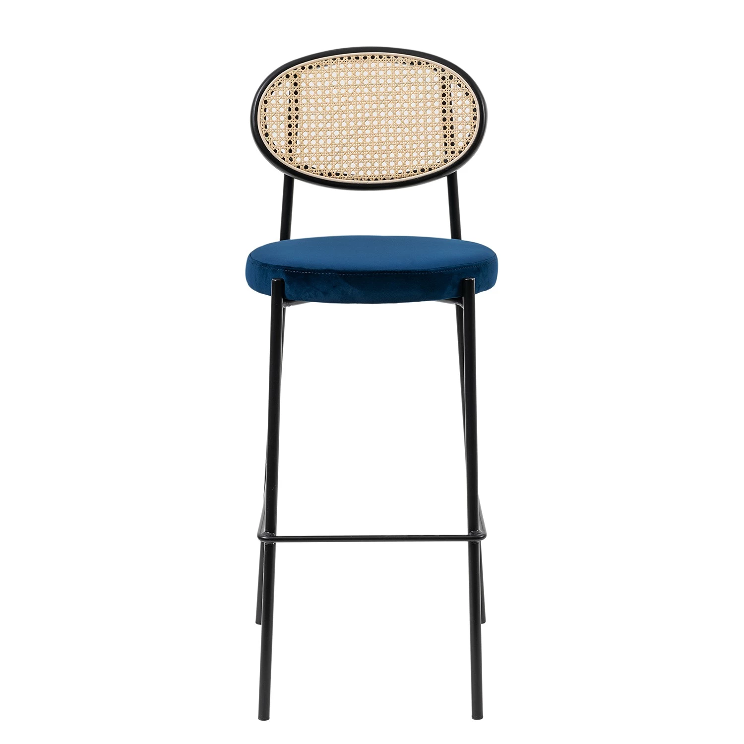 Studio Copenhagen Chaises de bar Davie (lot de 2) - Rotin et tissu / Métal - Bleu 2 Studio Copenhagen Chaises de bar Davie (lot de 2) - Rotin et tissu / Métal - Bleu – Image 2