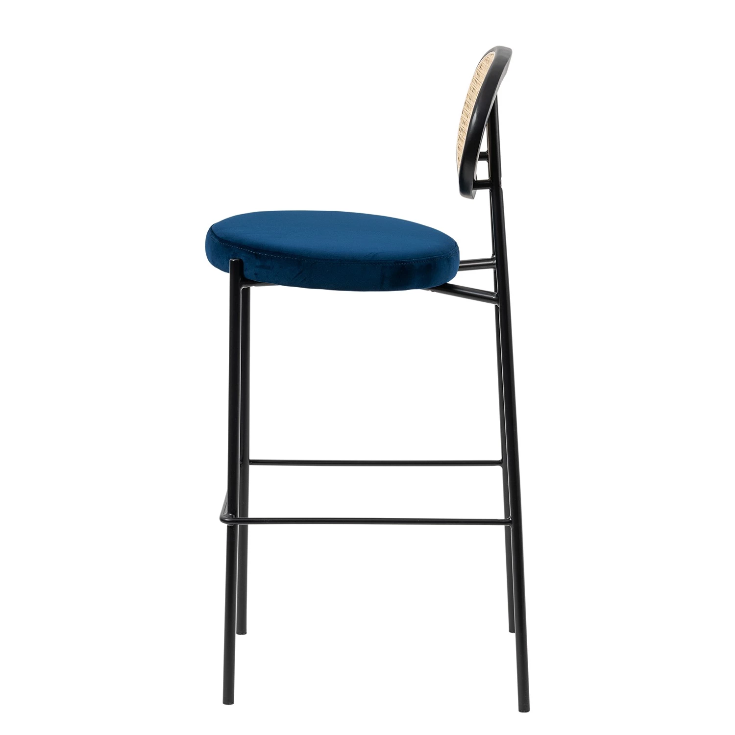 Studio Copenhagen Chaises de bar Davie (lot de 2) - Rotin et tissu / Métal - Bleu 3 Studio Copenhagen Chaises de bar Davie (lot de 2) - Rotin et tissu / Métal - Bleu – Image 3