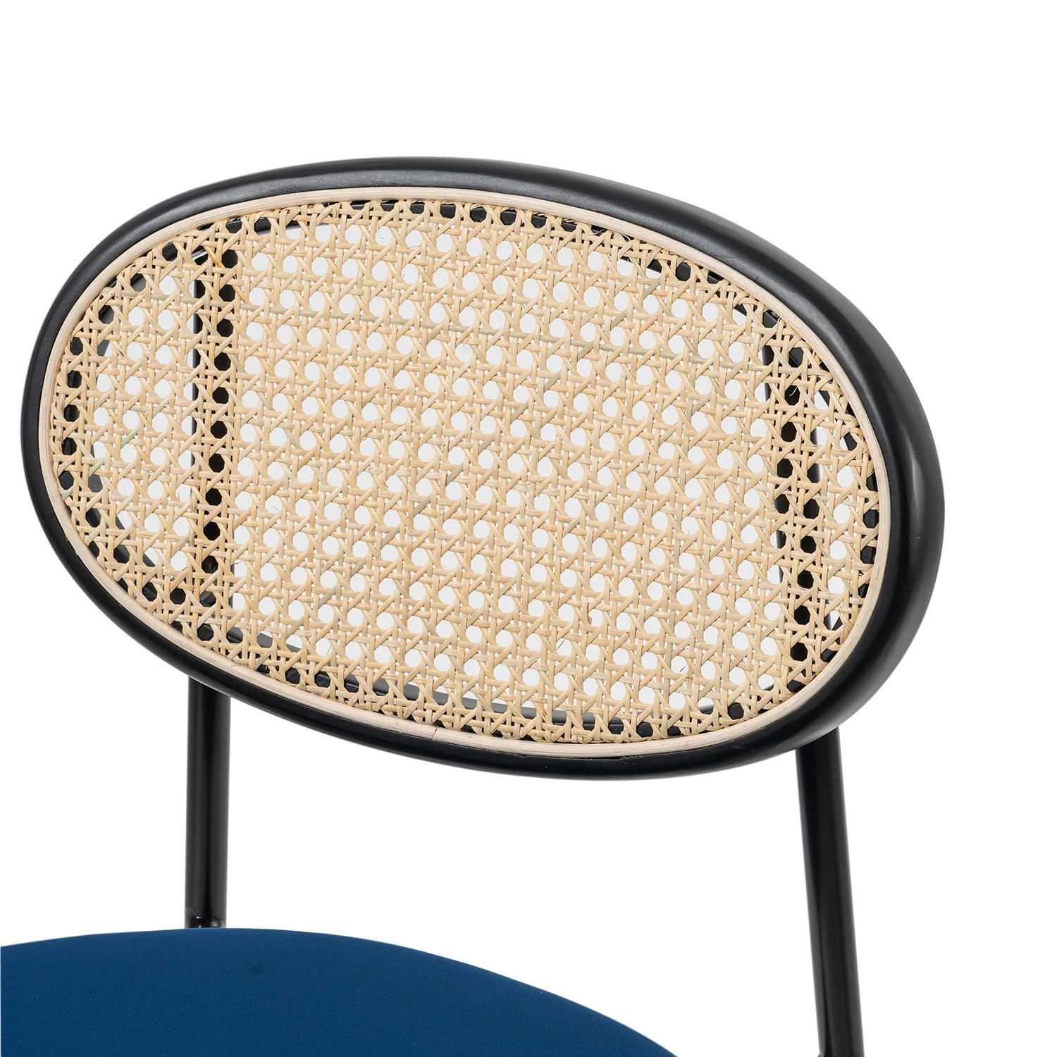 Studio Copenhagen Chaises de bar Davie (lot de 2) - Rotin et tissu / Métal - Bleu 5 Studio Copenhagen Chaises de bar Davie (lot de 2) - Rotin et tissu / Métal - Bleu – Image 5