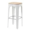 Mørteens Tabouret de bar Eiby - Frêne massif / Matière plastique et métal - Frêne / Blanc et chrome