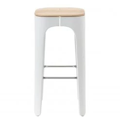 Mørteens Tabouret de bar Eiby - Frêne massif / Matière plastique et métal - Frêne / Blanc et chrome -Commodes enfant Soldes 1000273465 220420 035 DETAILS P000000001000273465