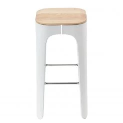 Mørteens Tabouret de bar Eiby - Frêne massif / Matière plastique et métal - Frêne / Blanc et chrome -Commodes enfant Soldes 1000273465 220420 040 DETAILS P000000001000273465