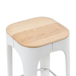 Mørteens Tabouret de bar Eiby - Frêne massif / Matière plastique et métal - Frêne / Blanc et chrome -Commodes enfant Soldes 1000273465 220420 045 DETAILS P000000001000273465