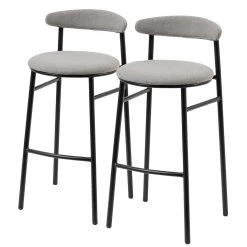 Studio Copenhagen Chaises de bar Embi (lot de 2) - Tissu / Métal - Gris / Noir