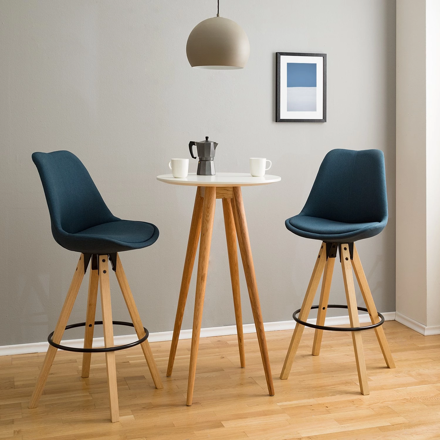 Mørteens Chaises de bar Aledas II - Bleu jean - Lot de 4 2 Mørteens Chaises de bar Aledas II - Bleu jean - Lot de 4 – Image 2