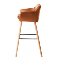 Mørteens Chaises de bar Nicholas I - Imitation cuir / Chêne massif - Marron vintage - Lot de 4 -Commodes enfant Soldes 1000282051 210819 09424000365 DETAILS P000000001000282051