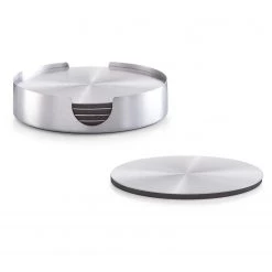 Zeller Set de dessous de verre Luca (7 élém.) - Acier inoxydable - Argenté - Ø 10 cm